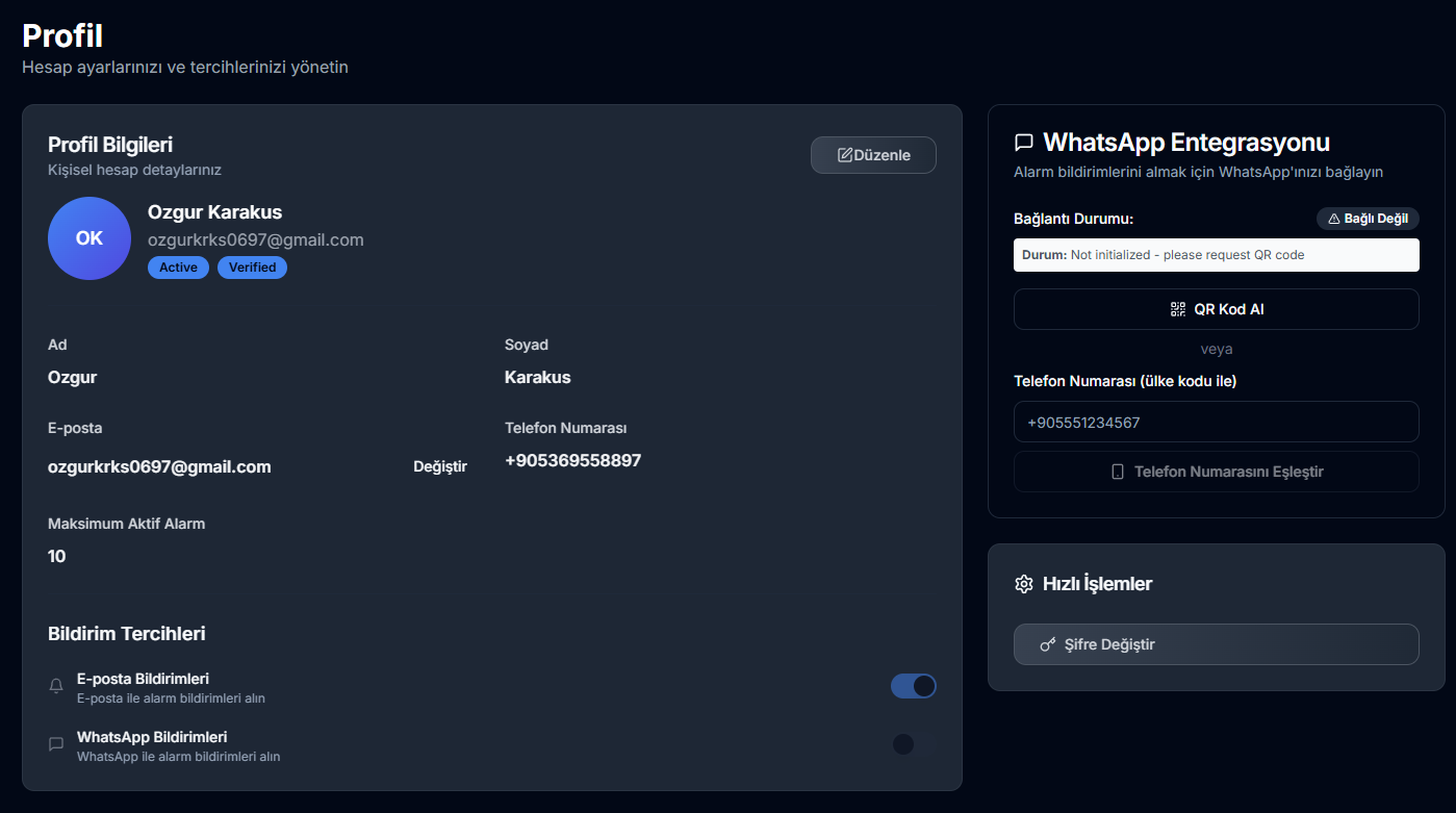 Set Up Your Profile - CoinAlarm step 02 screenshot. Create your personal profile and configure your notification preferences. Add your email address and...